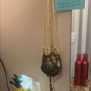 Handcrafted Macramé Smokey Quartz Hanging Decor with Quantum Quattro Sphere